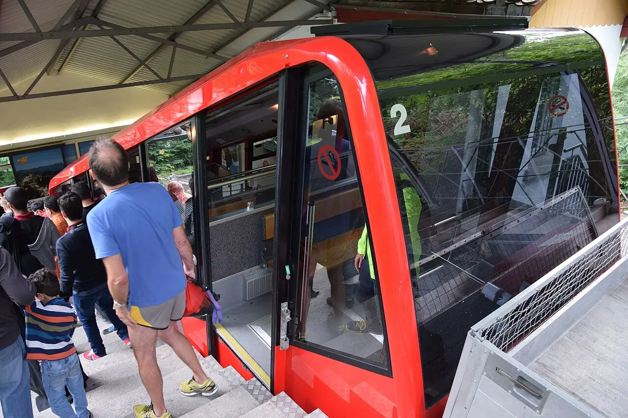 The red Harderbahn funicular