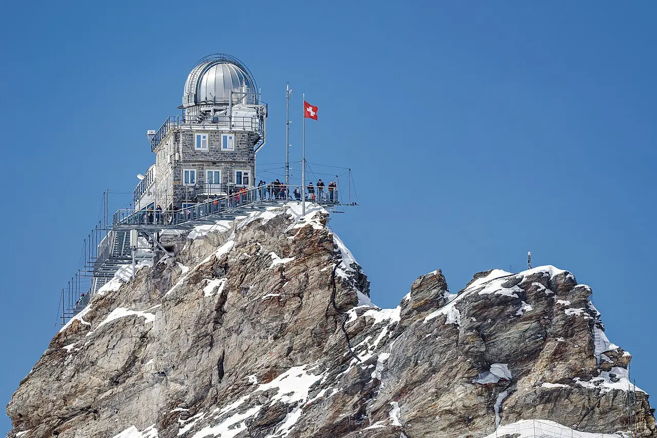 The Sphinx Observatory on its rocky ridge at the Jungfraujoch