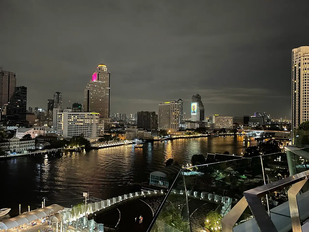 Bangkok's riverside skyline at night, seen from ICONSIAM