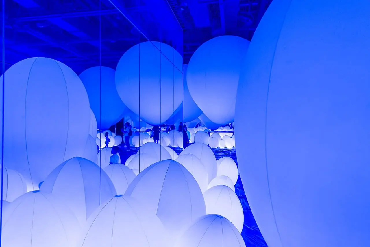 A room of glowing spheres