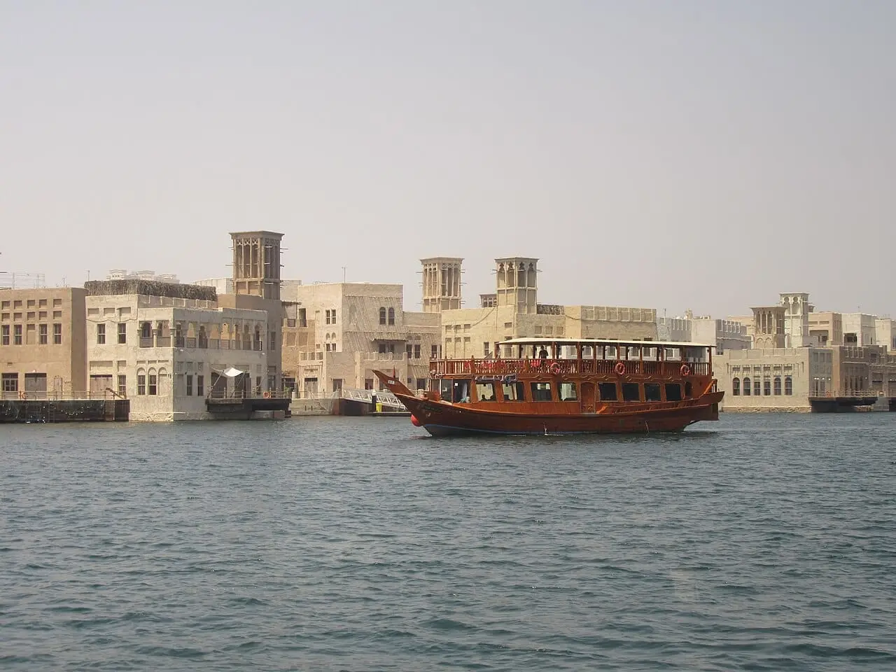 A wooden boat on Dubai Creek