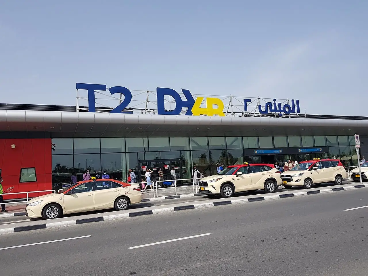 Taxis outside Terminal 2 at Dubai Airport