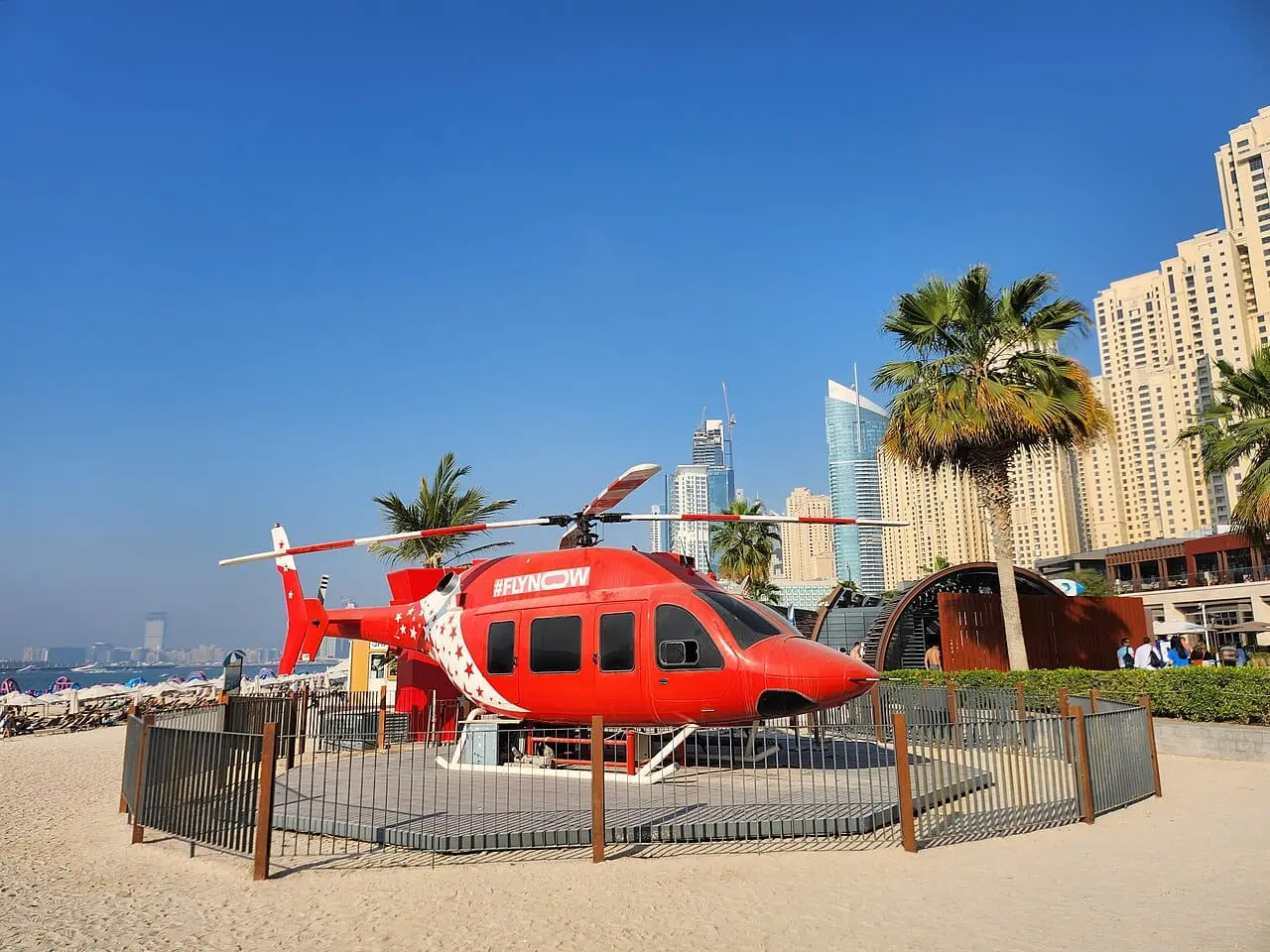 A sightseeing helicopter on the Dubai coast