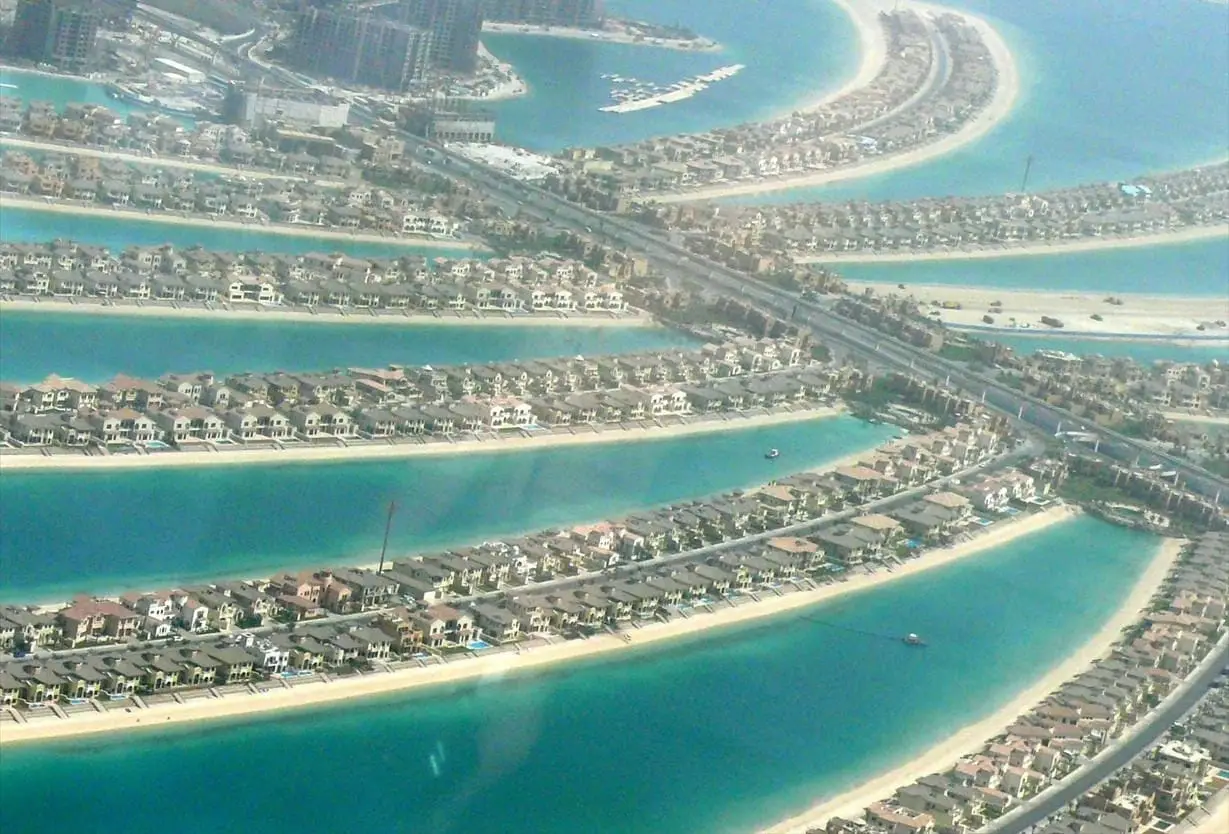 The fronds of Palm Jumeirah from above