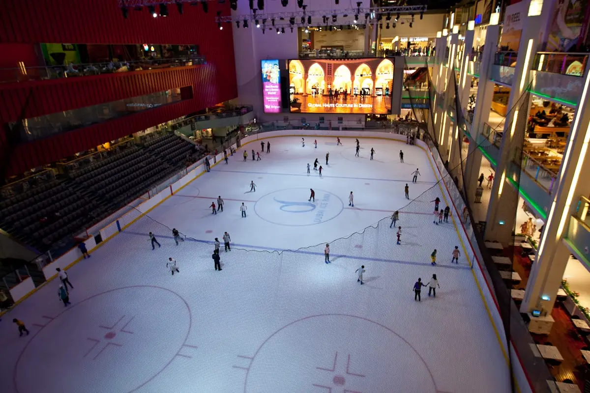 Skaters on the Dubai Ice Rink