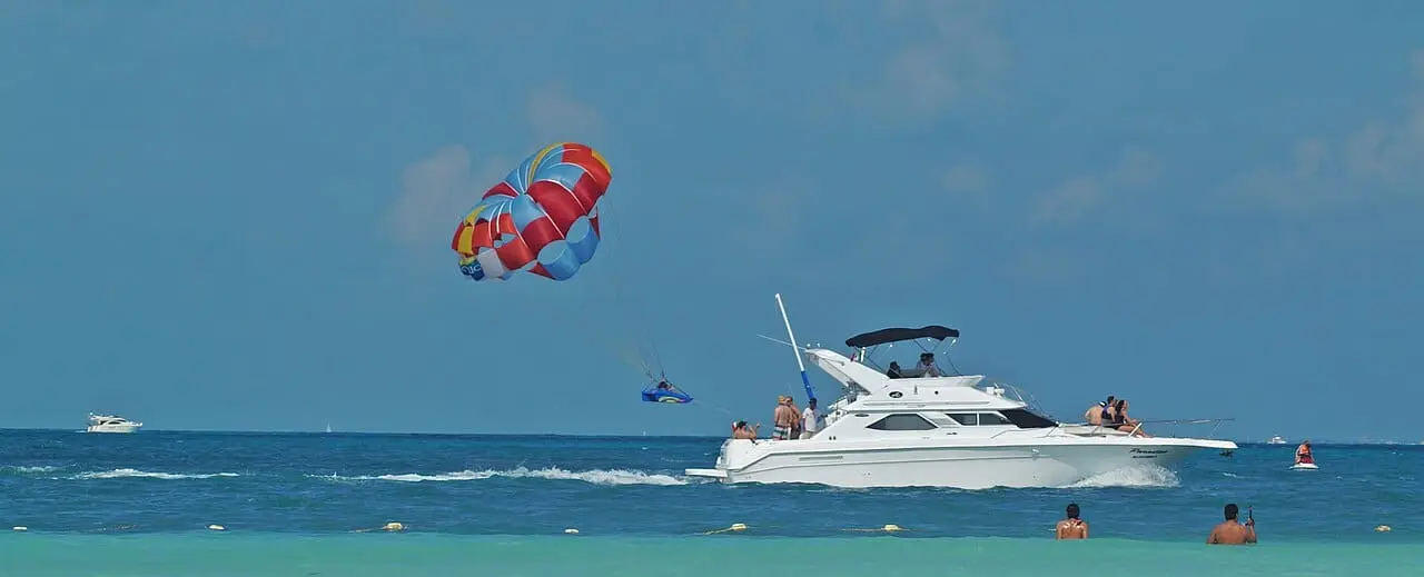 A parasail above a speedboat