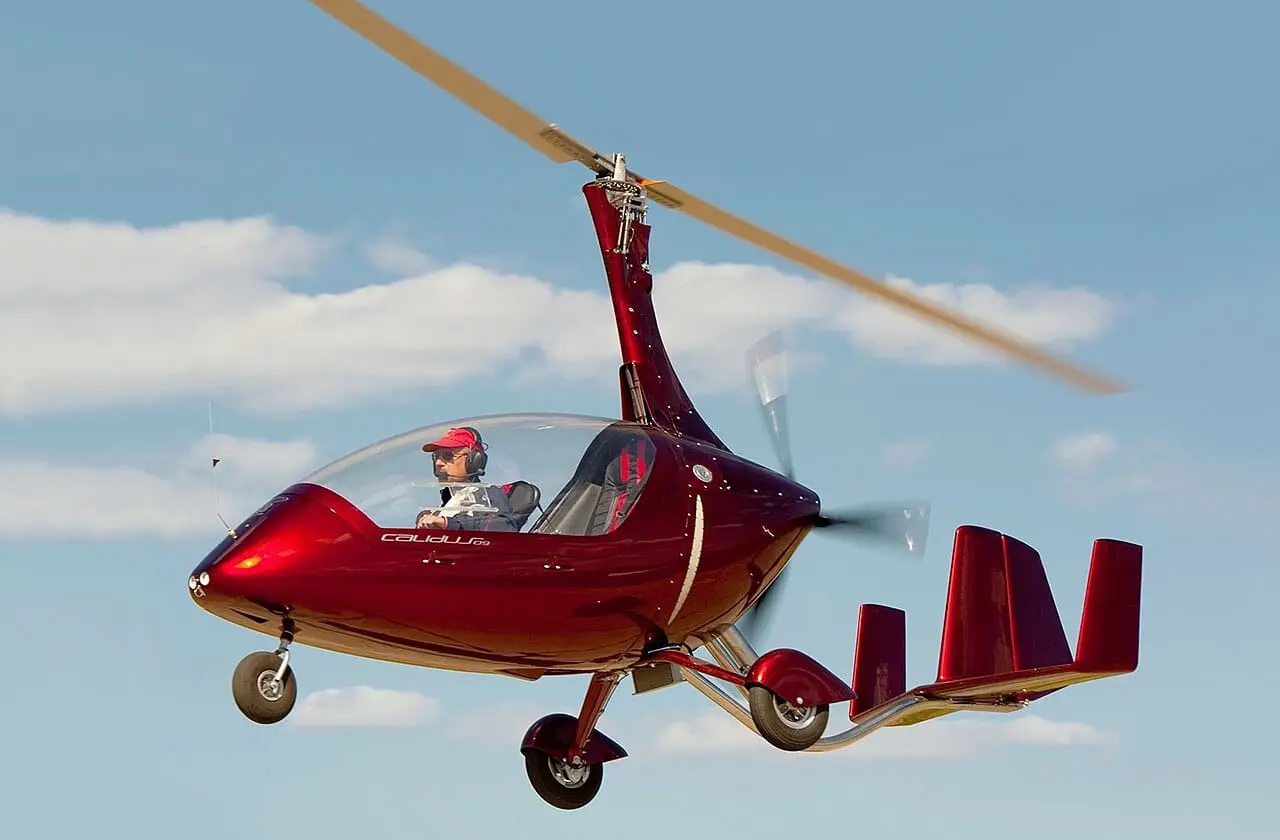 A gyrocopter in flight