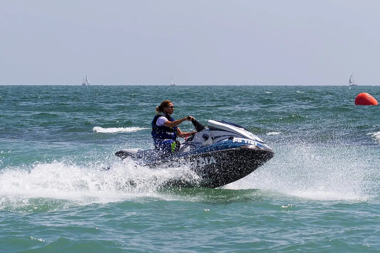 A jet ski at speed