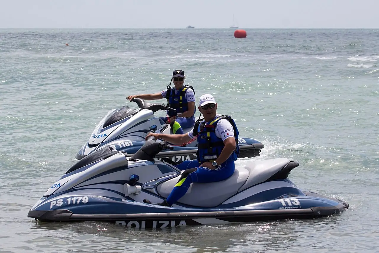 Two riders on a jet ski