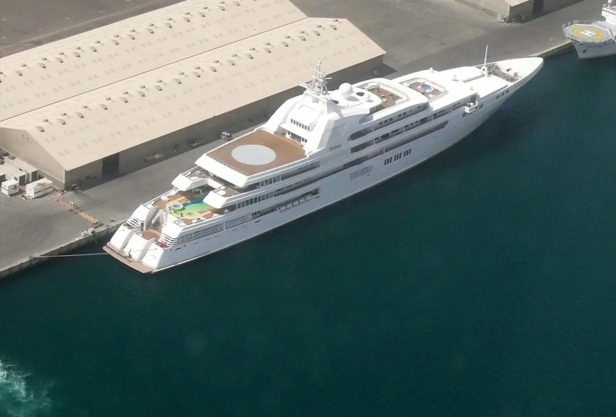 A mega yacht off the Dubai coast