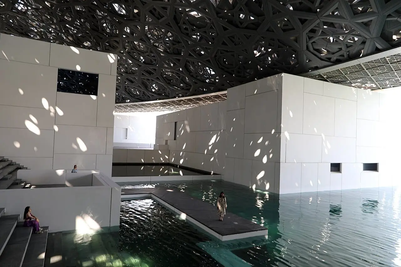 Light falling through the dome of the Louvre Abu Dhabi