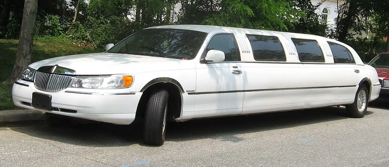 A white stretch limousine