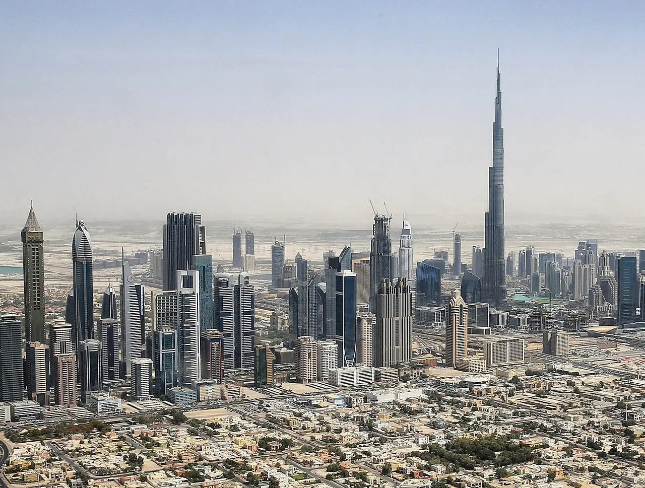 Downtown Dubai's towers around the Burj Khalifa