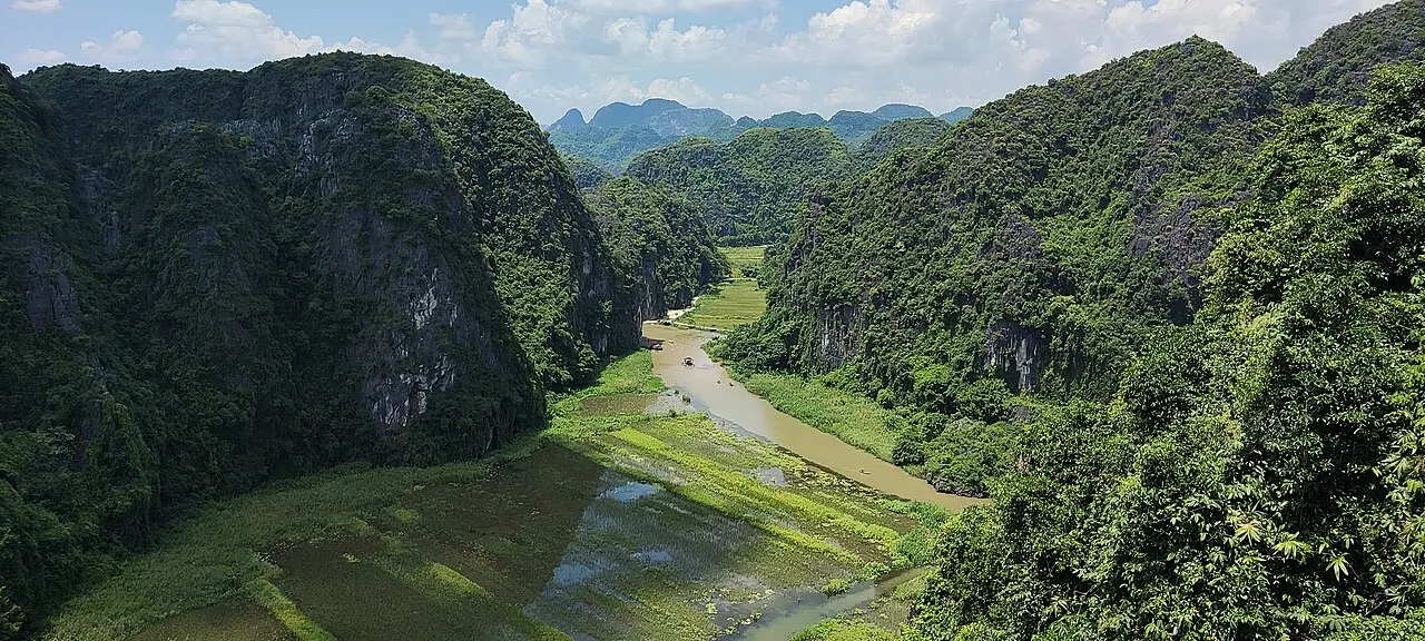 Rice fields and karst peaks seen from Hang Mua viewpoint