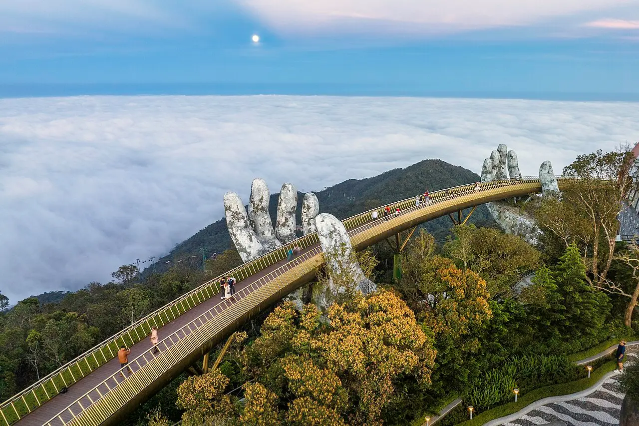 The Golden Bridge above the clouds