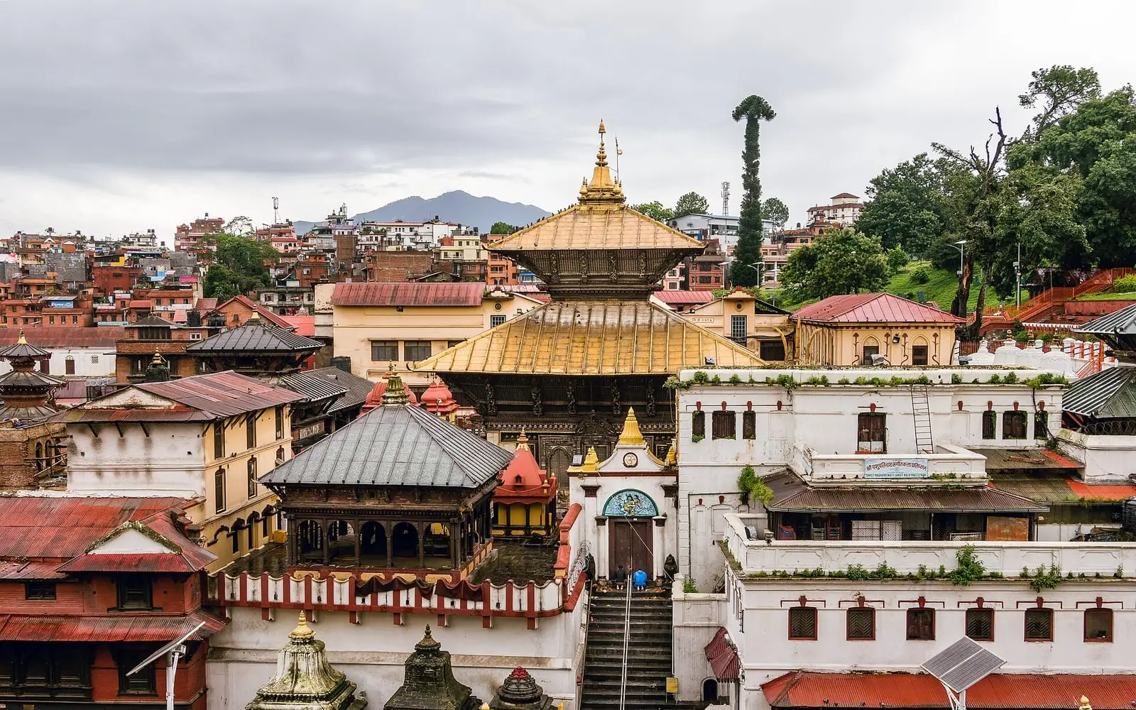 The golden roofs of Pashupatinath Temple on the Bagmati river