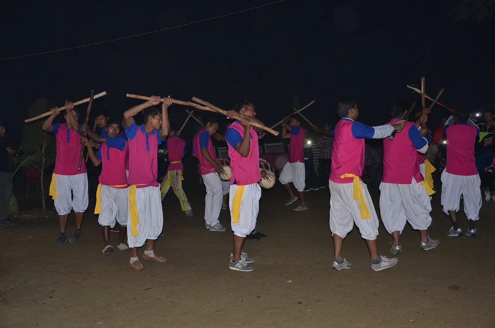 Tharu stick dancers performing in Sauraha, Chitwan