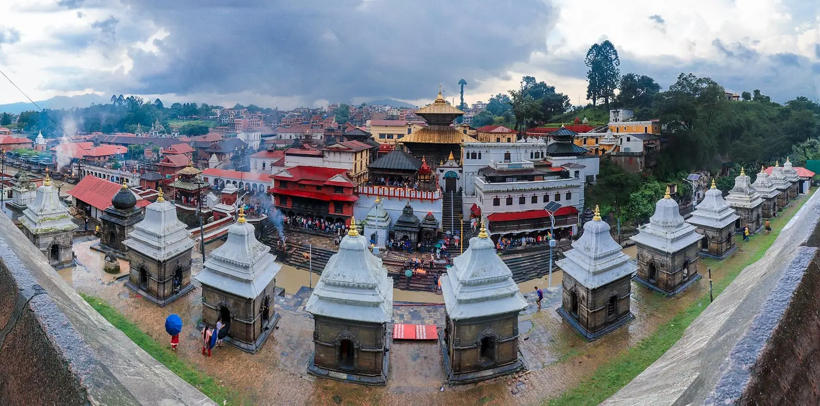 The Pashupatinath temple complex and its shrines on the Bagmati