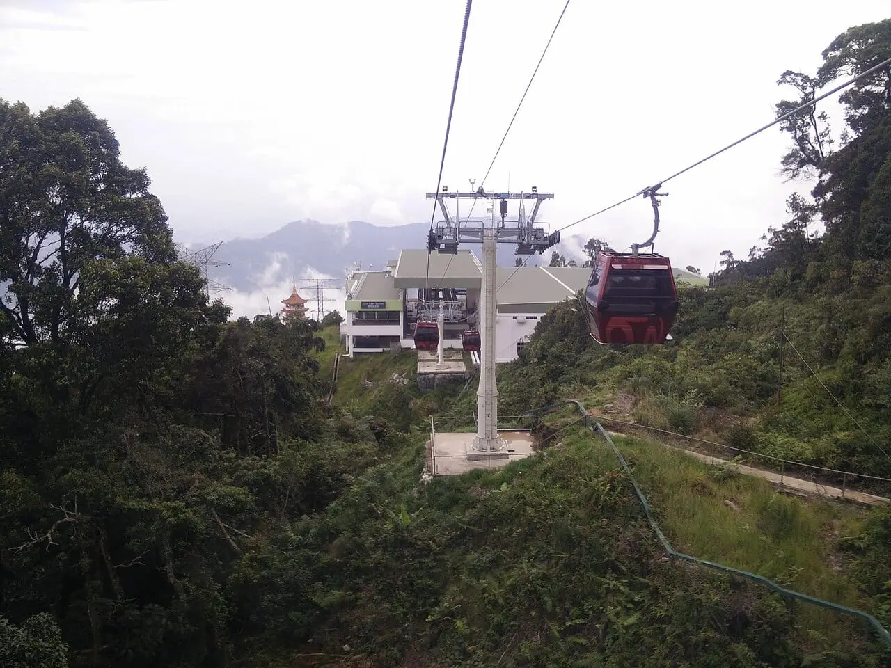 A cable car cabin above the rainforest at Genting Highlands