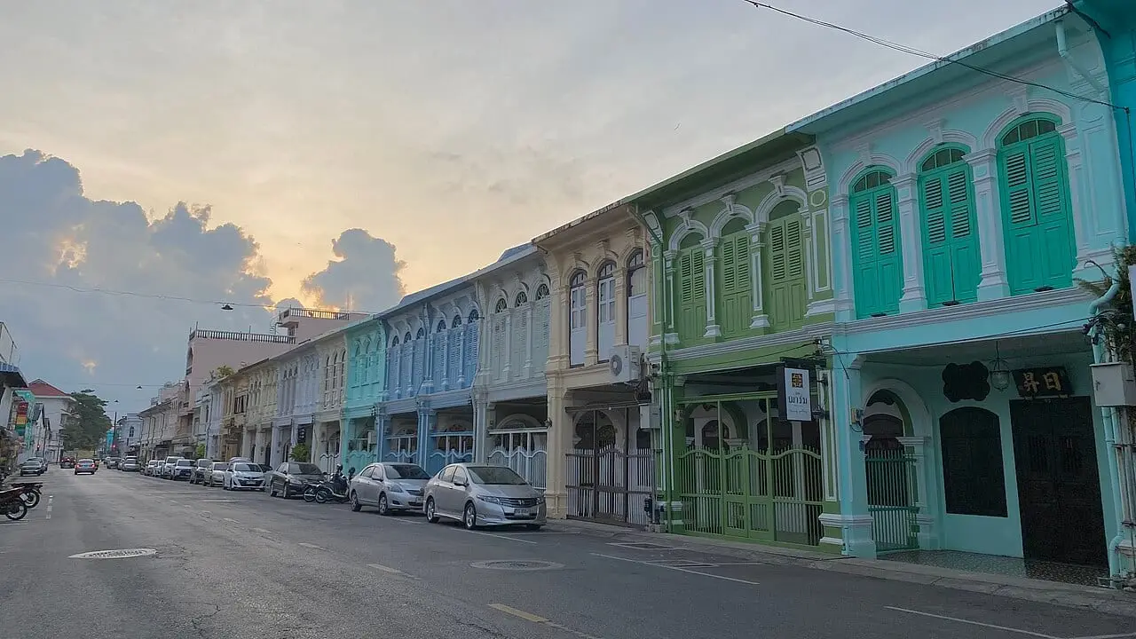 Colourful Sino-Portuguese shophouses in Phuket Old Town