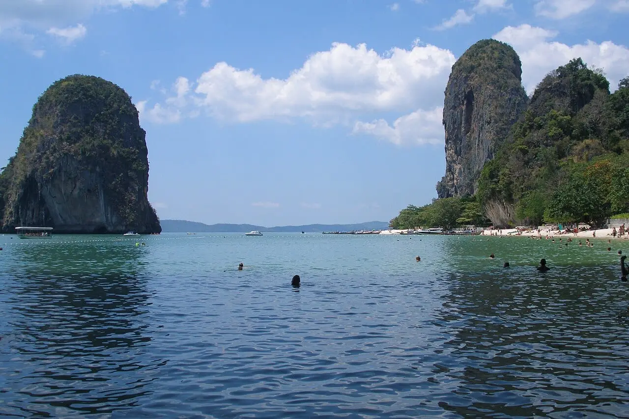 Railay beach and its cliffs in Krabi