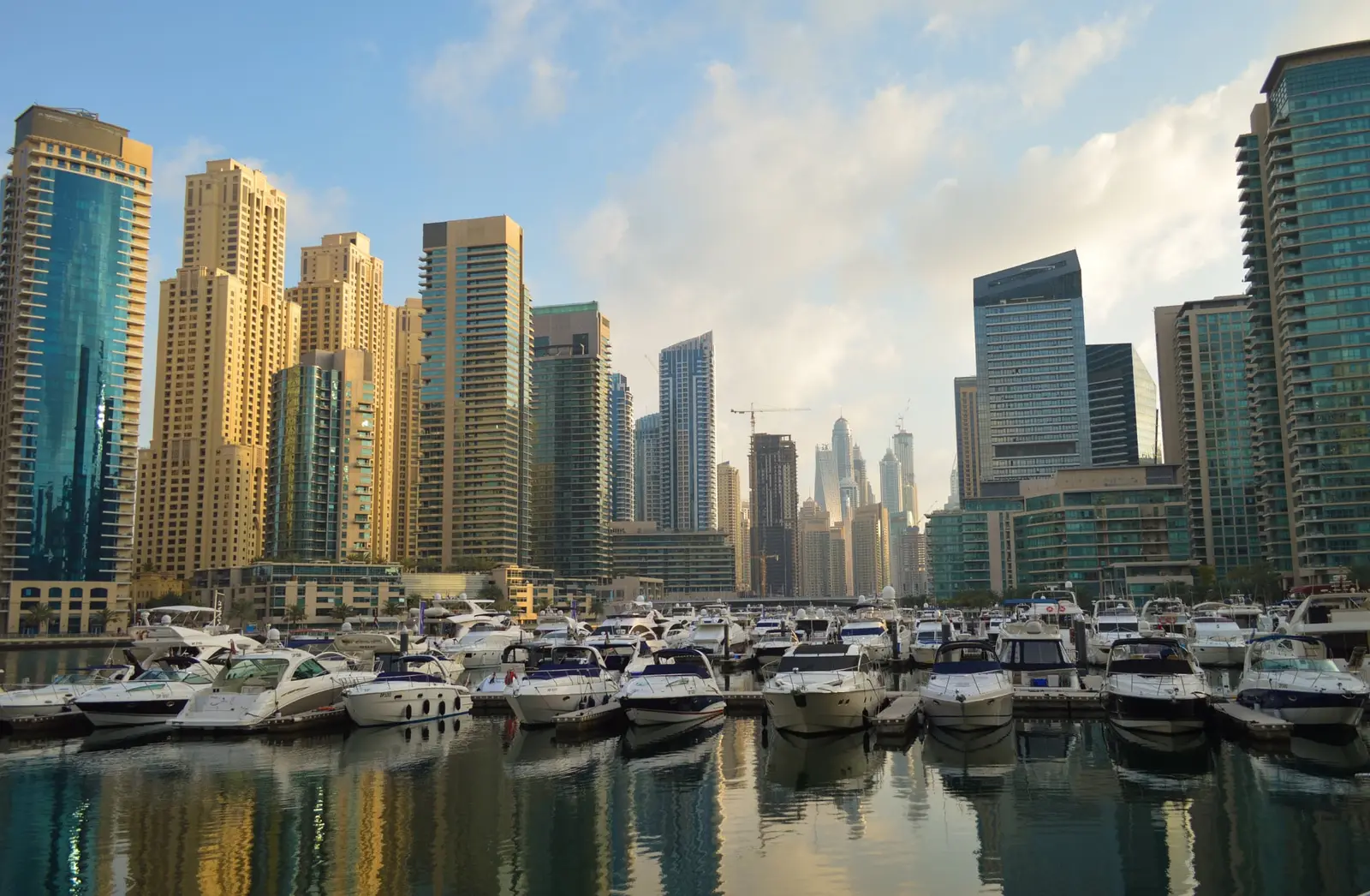 Yachts and towers of Dubai Marina
